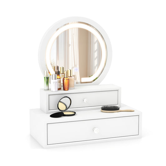 LED Lighted Vanity Mirror for Bedroom Tabletop, White Makeup Vanities White at Gallery Canada