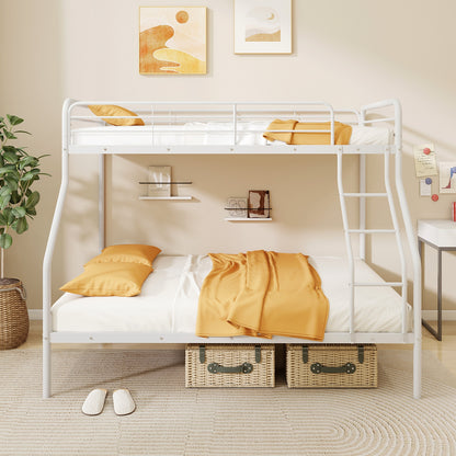 Twin Over Full Bunk Bed, With Ladder And Guardrails, White Bunk Bed Frame at Gallery Canada