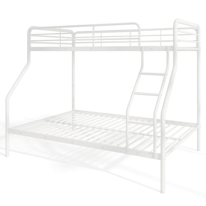 Twin Over Full Bunk Bed, With Ladder And Guardrails, White Bunk Bed Frame White at Gallery Canada