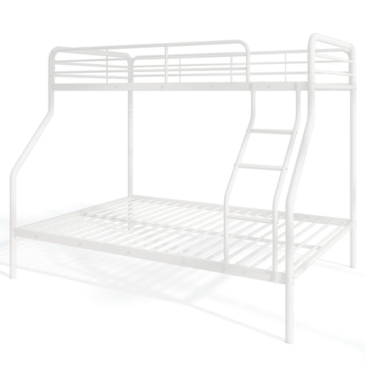 Twin Over Full Bunk Bed, With Ladder And Guardrails, White Bunk Bed Frame White at Gallery Canada