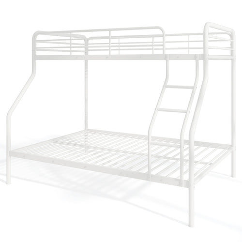 Twin Over Full Bunk Bed, With Ladder And Guardrails, White