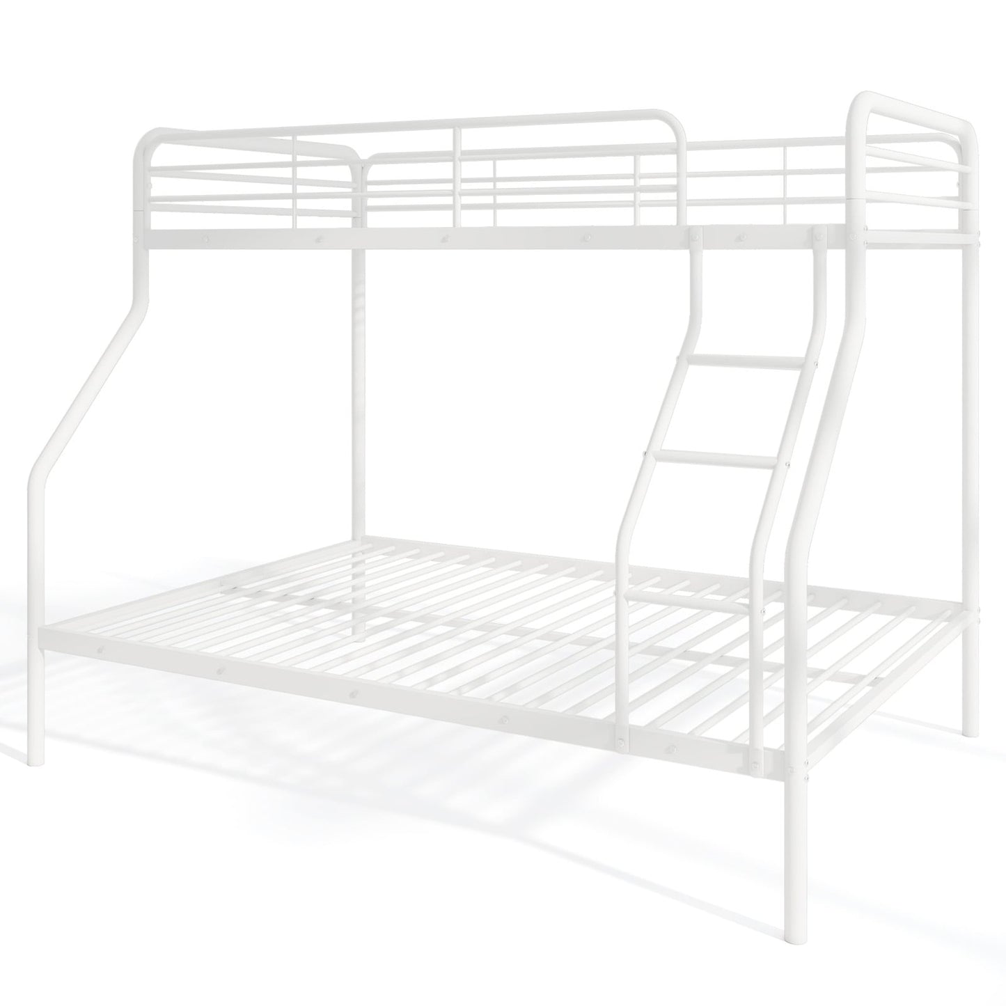 Twin Over Full Bunk Bed, With Ladder And Guardrails, White Bunk Bed Frame White at Gallery Canada