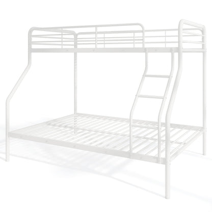 Twin Over Full Bunk Bed, With Ladder And Guardrails, White Bunk Bed Frame White at Gallery Canada