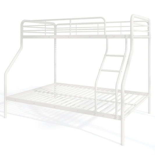 Twin Over Full Bunk Bed, With Ladder And Guardrails, White Bunk Bed Frame White at Gallery Canada
