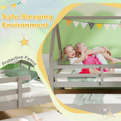 Twin House Bed with Trundle and Fence Rail, Gray Trundle Bed Frame at Gallery Canada