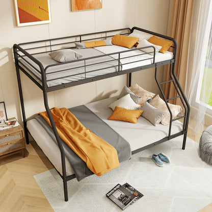 Twin Over Full Bunk Bed with Ladder and Full-length Guardrails, Black Bunk Bed Frame at Gallery Canada