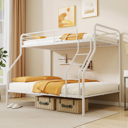 Twin Over Full Bunk Bed, With Ladder And Guardrails, White Bunk Bed Frame at Gallery Canada