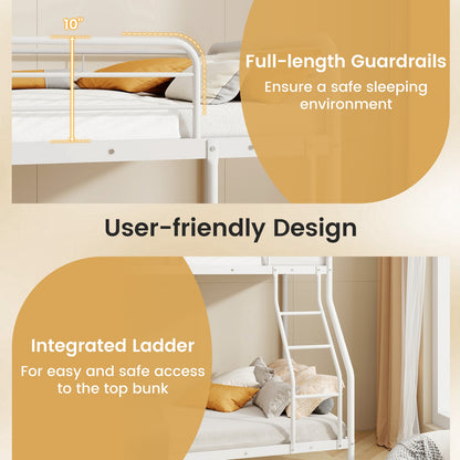 Twin Over Full Bunk Bed, With Ladder And Guardrails, White Bunk Bed Frame at Gallery Canada