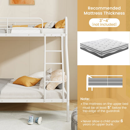 Twin Over Full Bunk Bed, With Ladder And Guardrails, White Bunk Bed Frame at Gallery Canada