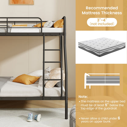 Twin Over Full Bunk Bed, With Ladder And Guardrails, Black Bunk Bed Frame at Gallery Canada