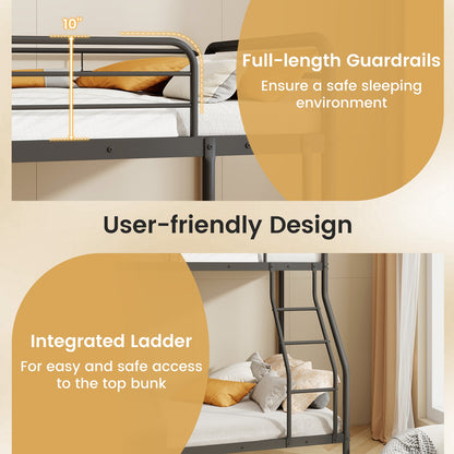 Twin Over Full Bunk Bed with Ladder and Full-length Guardrails, Black Bunk Bed Frame at Gallery Canada