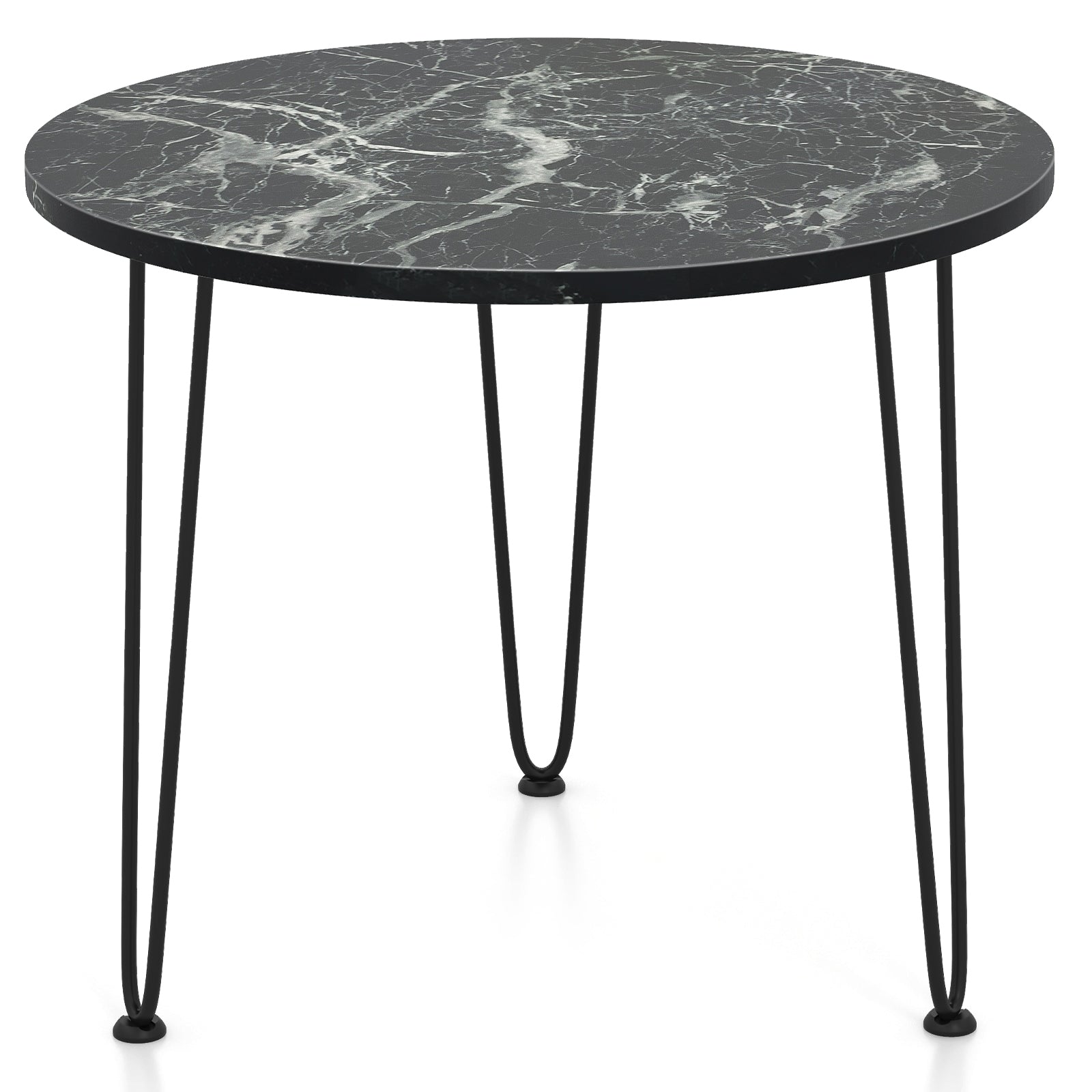 Round Coffee Table with Thickened Tabletop and Metal Tripod Legs, Black End & Side Tables at Gallery Canada