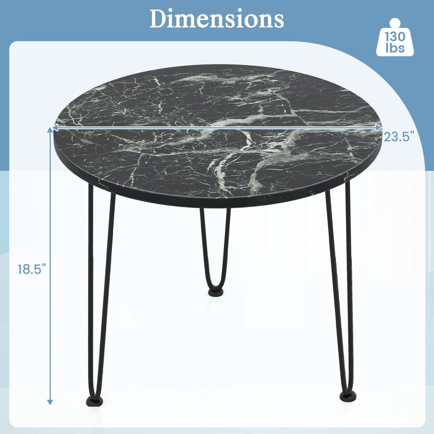 Round Coffee Table with Thickened Tabletop and Metal Tripod Legs, Black End & Side Tables at Gallery Canada