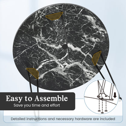 Round Coffee Table with Thickened Tabletop and Metal Tripod Legs, Black End & Side Tables at Gallery Canada