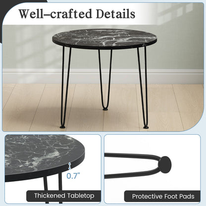 Round Coffee Table with Thickened Tabletop and Metal Tripod Legs, Black End & Side Tables at Gallery Canada