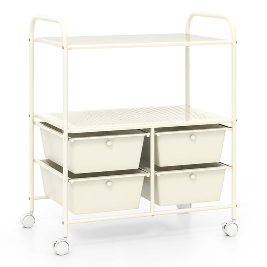 12-Drawer Rolling Storage Cart with Removable Drawers and Lockable Wheels, Beige File Cabinets Beige at Gallery Canada