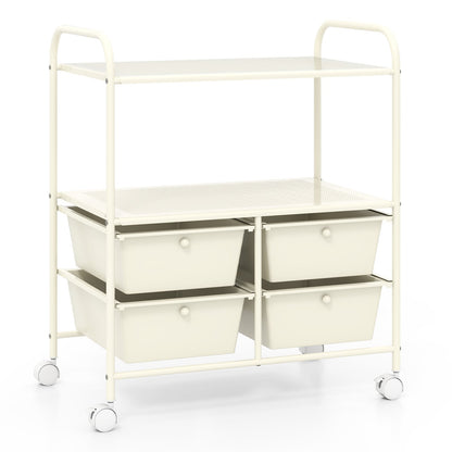 12-Drawer Rolling Storage Cart, Removable Drawers, Lockable Wheels, Beige File Cabinets at Gallery Canada