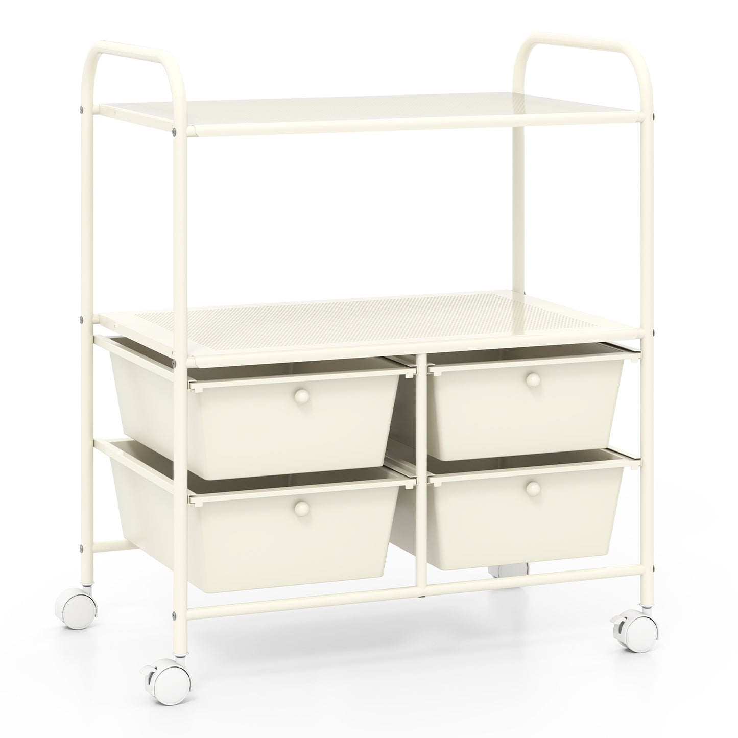 12-Drawer Rolling Storage Cart with Removable Drawers and Lockable Wheels, Beige File Cabinets at Gallery Canada