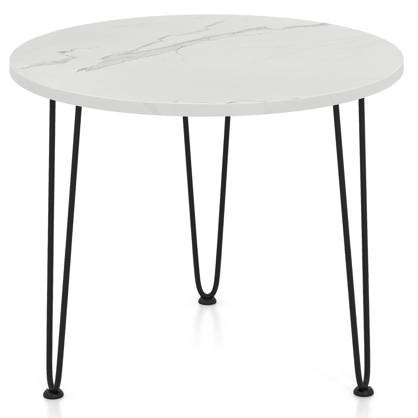 Round Coffee Table with Thickened Tabletop and Metal Tripod Legs, White End & Side Tables at Gallery Canada