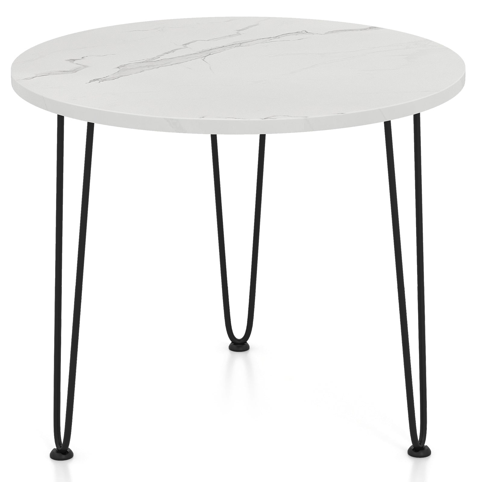 Round Coffee Table with Thickened Tabletop and Metal Tripod Legs, White End & Side Tables at Gallery Canada