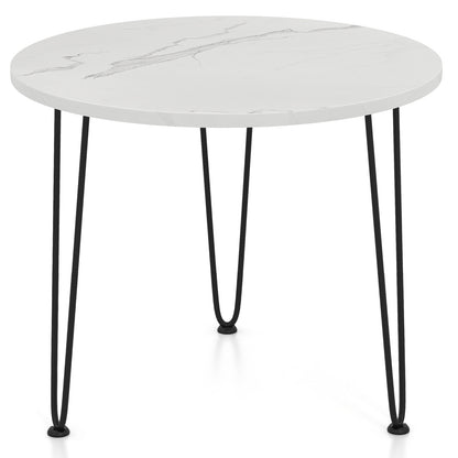 Round Coffee Table with Thickened Tabletop and Metal Tripod Legs, White End & Side Tables at Gallery Canada