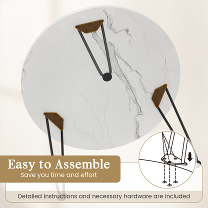 Round Coffee Table with Thickened Tabletop and Metal Tripod Legs, White End & Side Tables at Gallery Canada