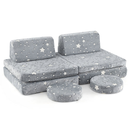 Modular Kids Play Couch Set Glow in the Dark with Portable Handles, Gray Kids Chairs & Seating Gray at Gallery Canada