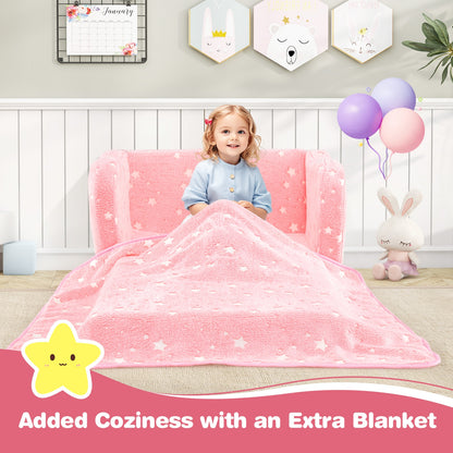Folding Kids Couch With Glow In The Dark Blanket, Pink Kids Chairs & Seating at Gallery Canada
