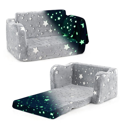 2-in-1 Folding Kids Couch With Blanket, Glow In Dark, Gray Kids Chairs & Seating at Gallery Canada