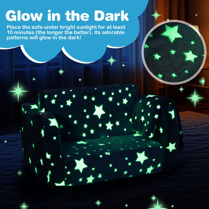 2-in-1 Folding Kids Couch With Blanket, Glow In Dark, Gray Kids Chairs & Seating at Gallery Canada