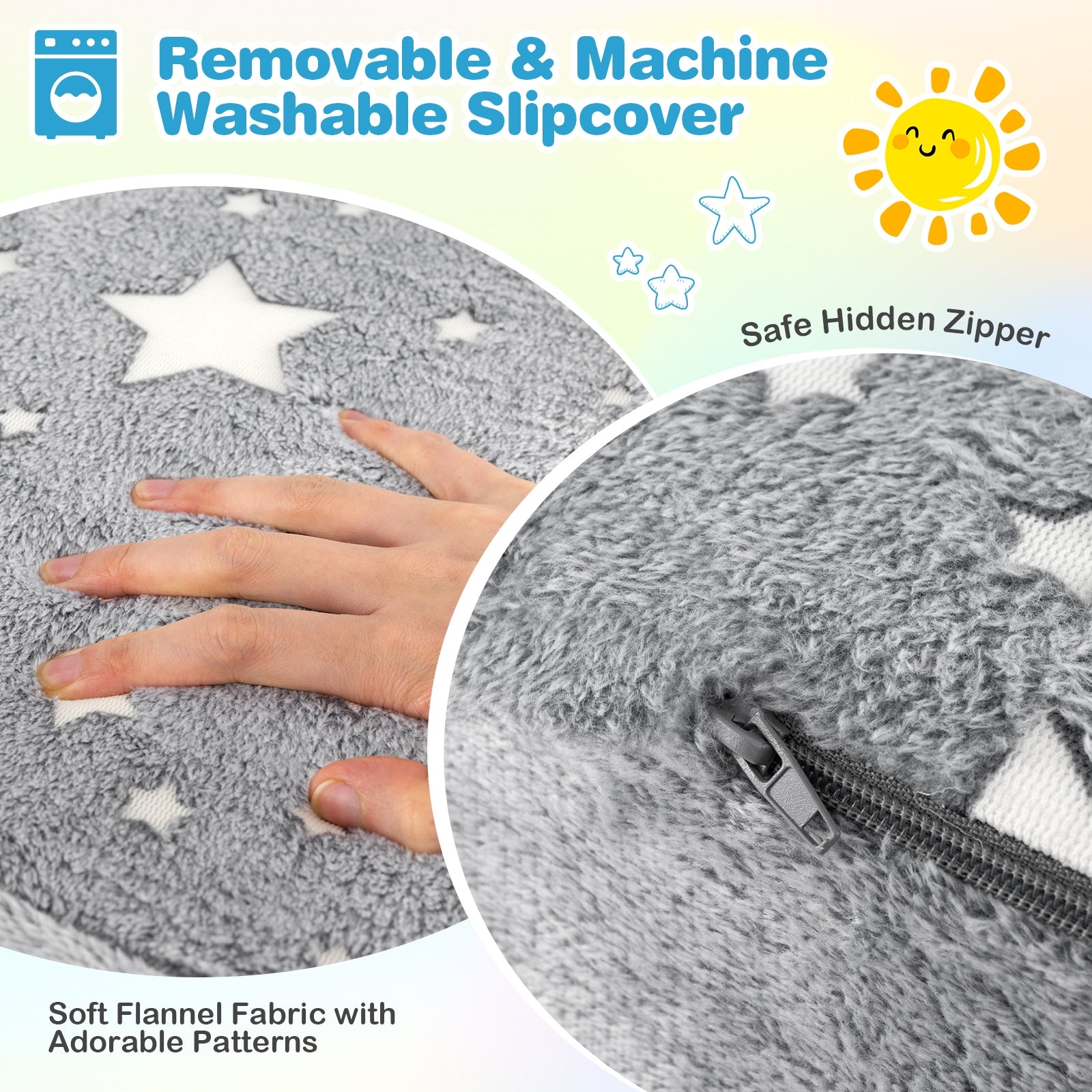 2-in-1 Folding Kids Couch With Blanket, Glow In Dark, Gray Kids Chairs & Seating at Gallery Canada