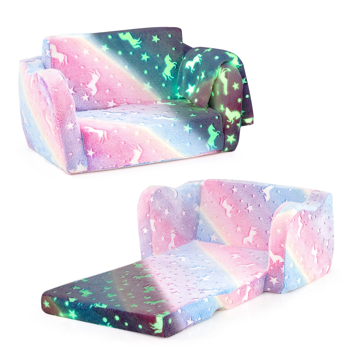 Folding Kids Couch With Blanket, Glow In The Dark, Multicolor Kids Chairs & Seating at Gallery Canada