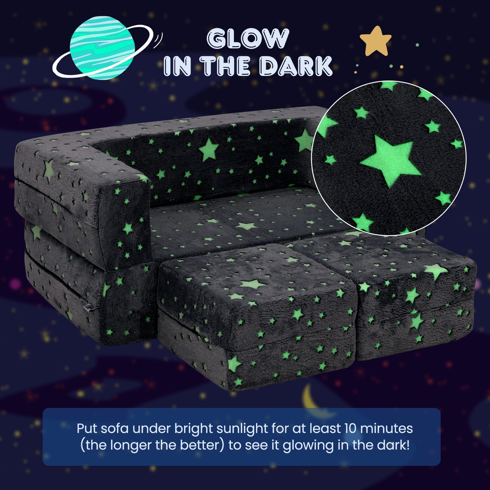 2 Seater Kids Play Couch with Removable and Machine Washable Flannel Cover, Gray Kids Chairs & Seating at Gallery Canada