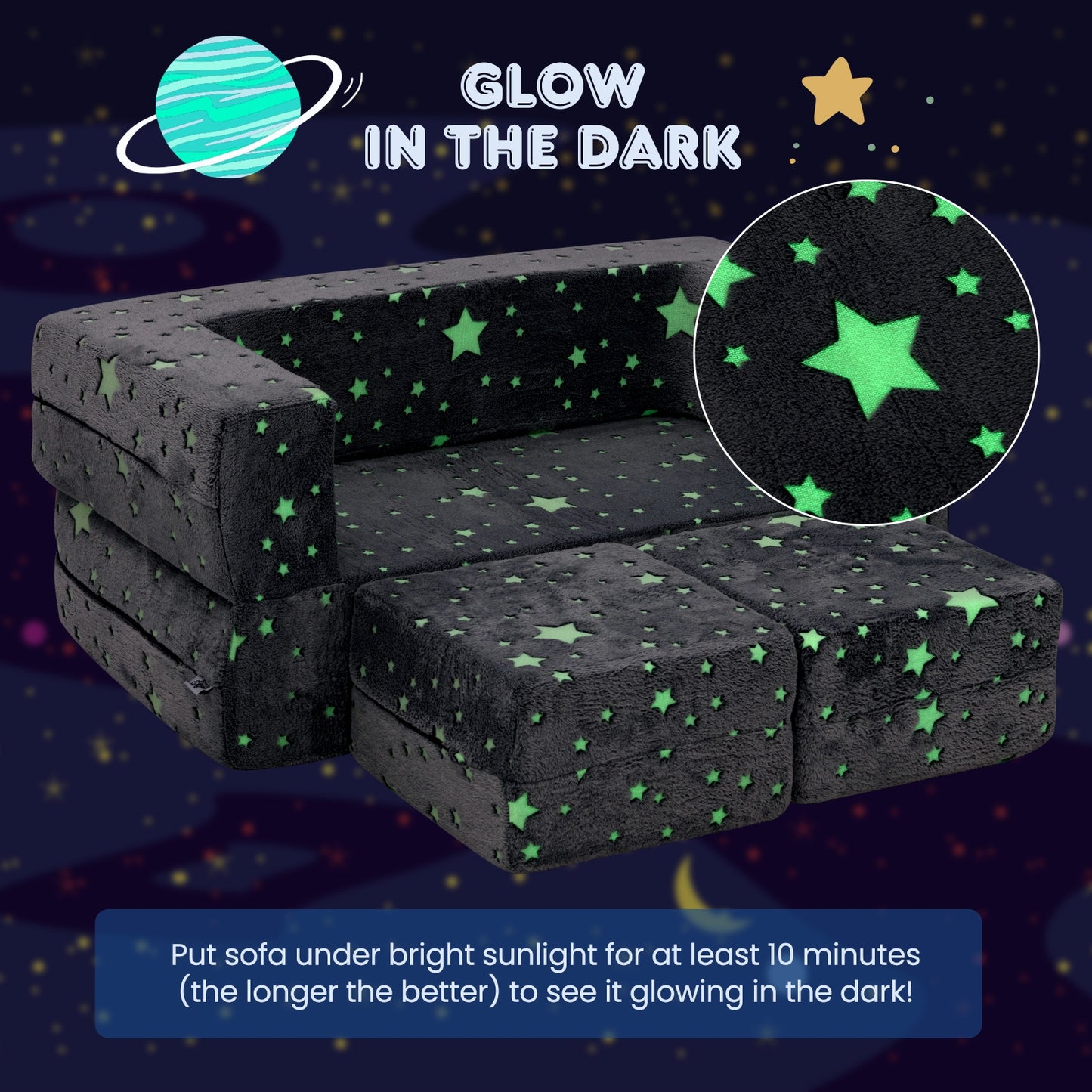 2 Seater Kids Play Couch with Removable and Machine Washable Flannel Cover, Gray Kids Chairs & Seating at Gallery Canada