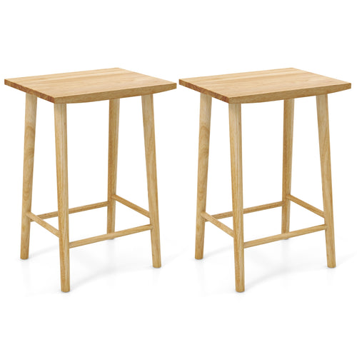 25.5 Inch Bar Stools Set of 2 with Footrest, Natural