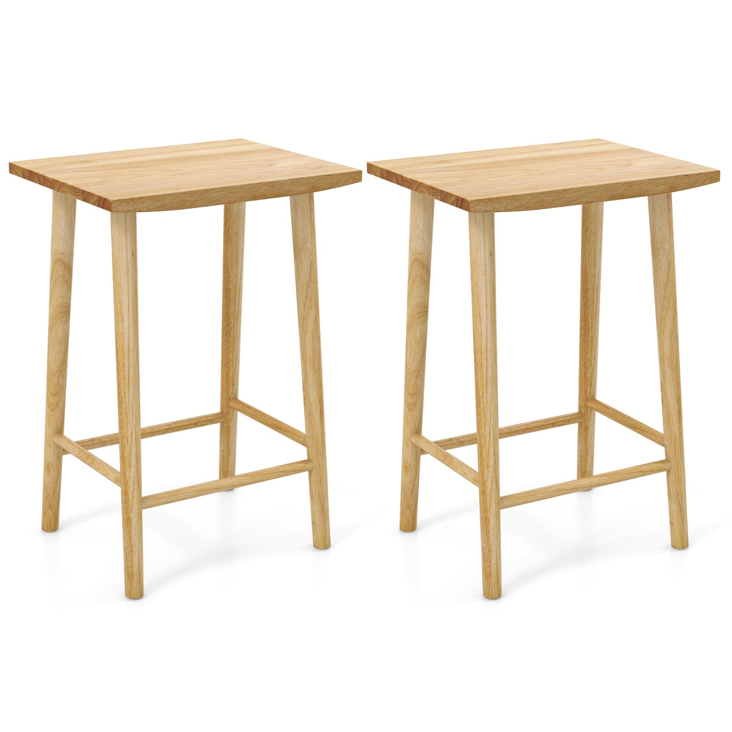Tabourets de bar de 25,5 pouces, lot de 2 avec repose-pieds, naturel