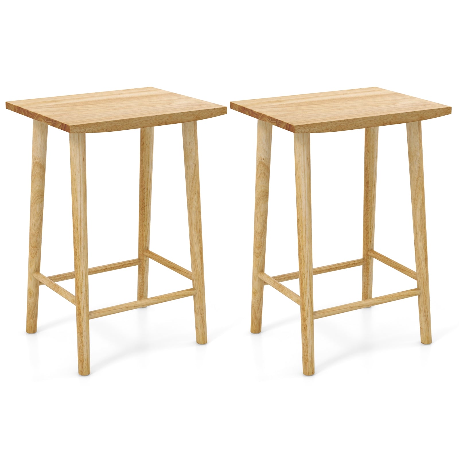 25.5 Inch Bar Stools Set of 2 with Footrest, Natural Bar Stools at Gallery Canada