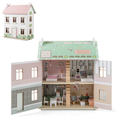 Kids Wooden Dollhouse, 3 Level, Pink Play Tents & Playhouse at Gallery Canada