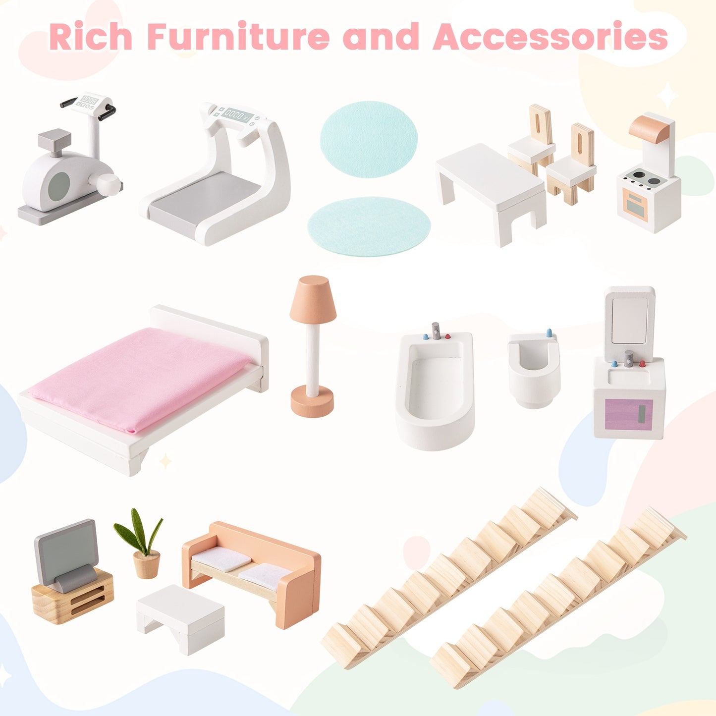 Kids Wooden Dollhouse, 3 Level, Pink Play Tents & Playhouse at Gallery Canada