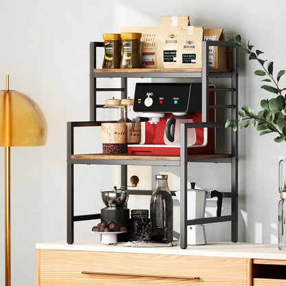 3-Tier Microwave Stand with 2 Open Shelves and Heavy-duty Metal Frame, Rustic Brown Baker's Racks at Gallery Canada
