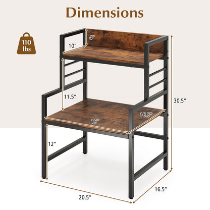 3-Tier Microwave Stand with 2 Open Shelves and Heavy-duty Metal Frame, Rustic Brown Baker's Racks at Gallery Canada