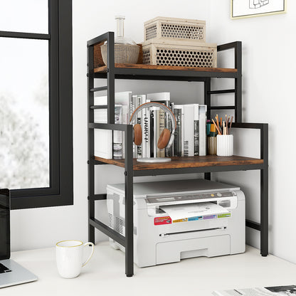 3-Tier Microwave Stand with 2 Open Shelves and Heavy-duty Metal Frame, Rustic Brown Baker's Racks at Gallery Canada