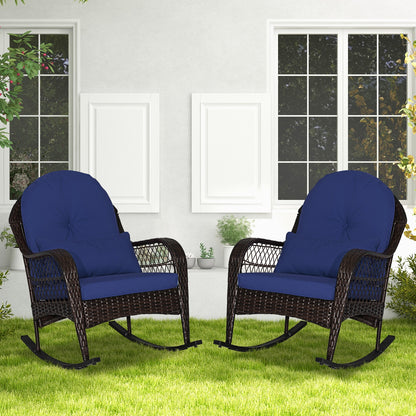Rattan Rocking Chair With Cushions, Navy Patio Rocking Chairs & Gliders at Gallery Canada