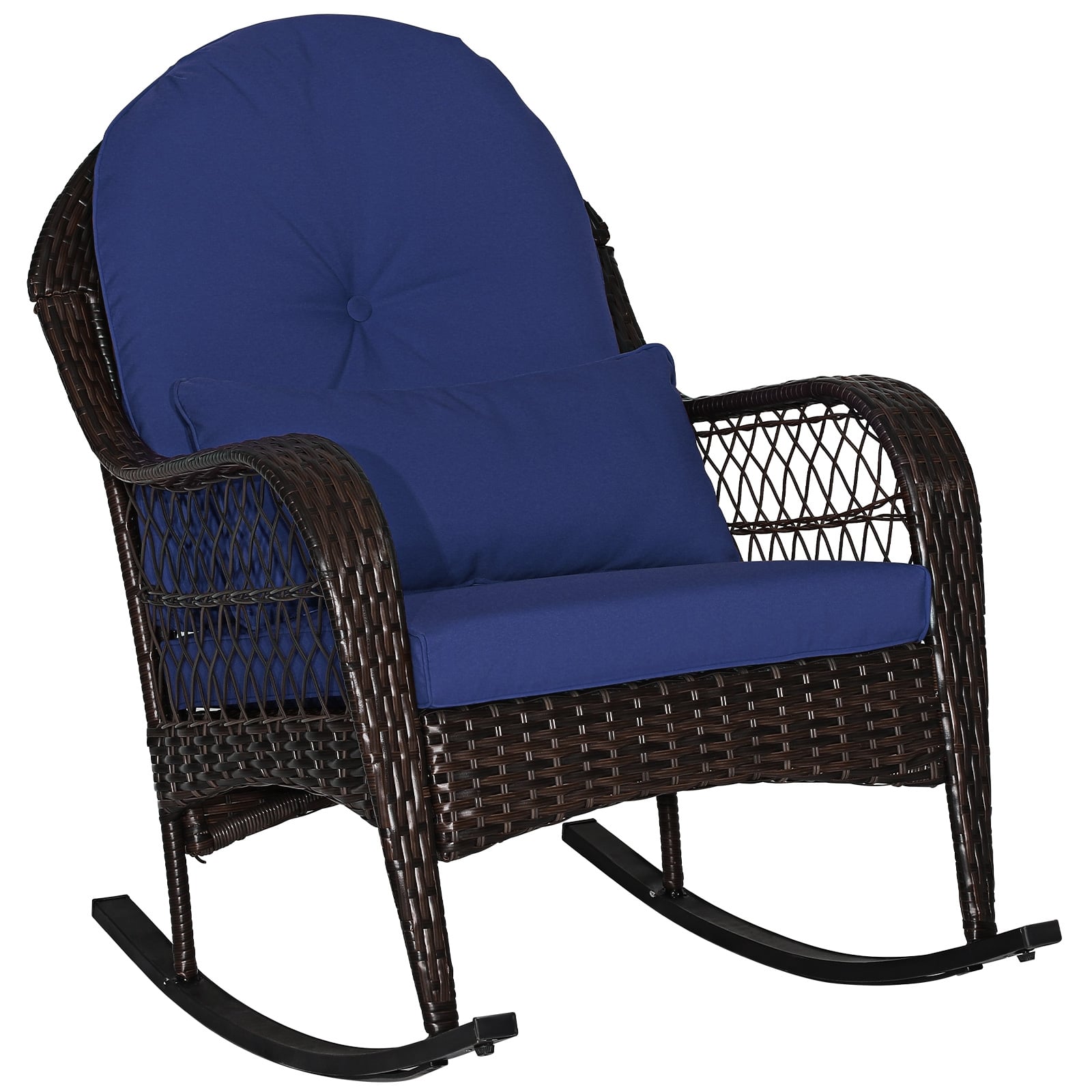 Rattan Rocking Chair With Cushions, Navy Patio Rocking Chairs & Gliders Navy at Gallery Canada