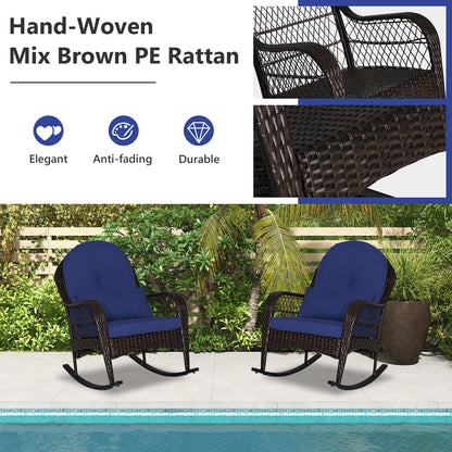 Rattan Rocking Chair With Cushions, Navy Patio Rocking Chairs & Gliders at Gallery Canada