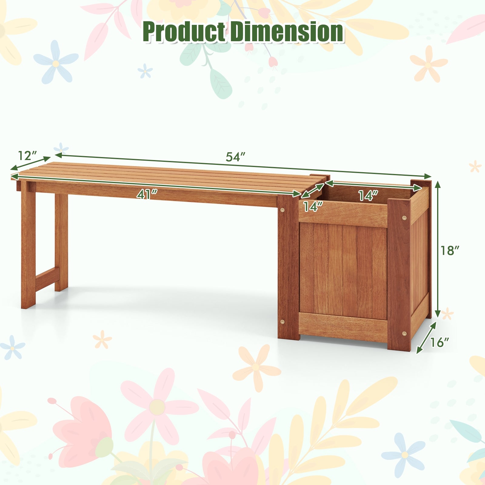 Teak Oil Finish Raised Garden Bed Wood Planter Box with Bench Potting Benches & Tables at Gallery Canada