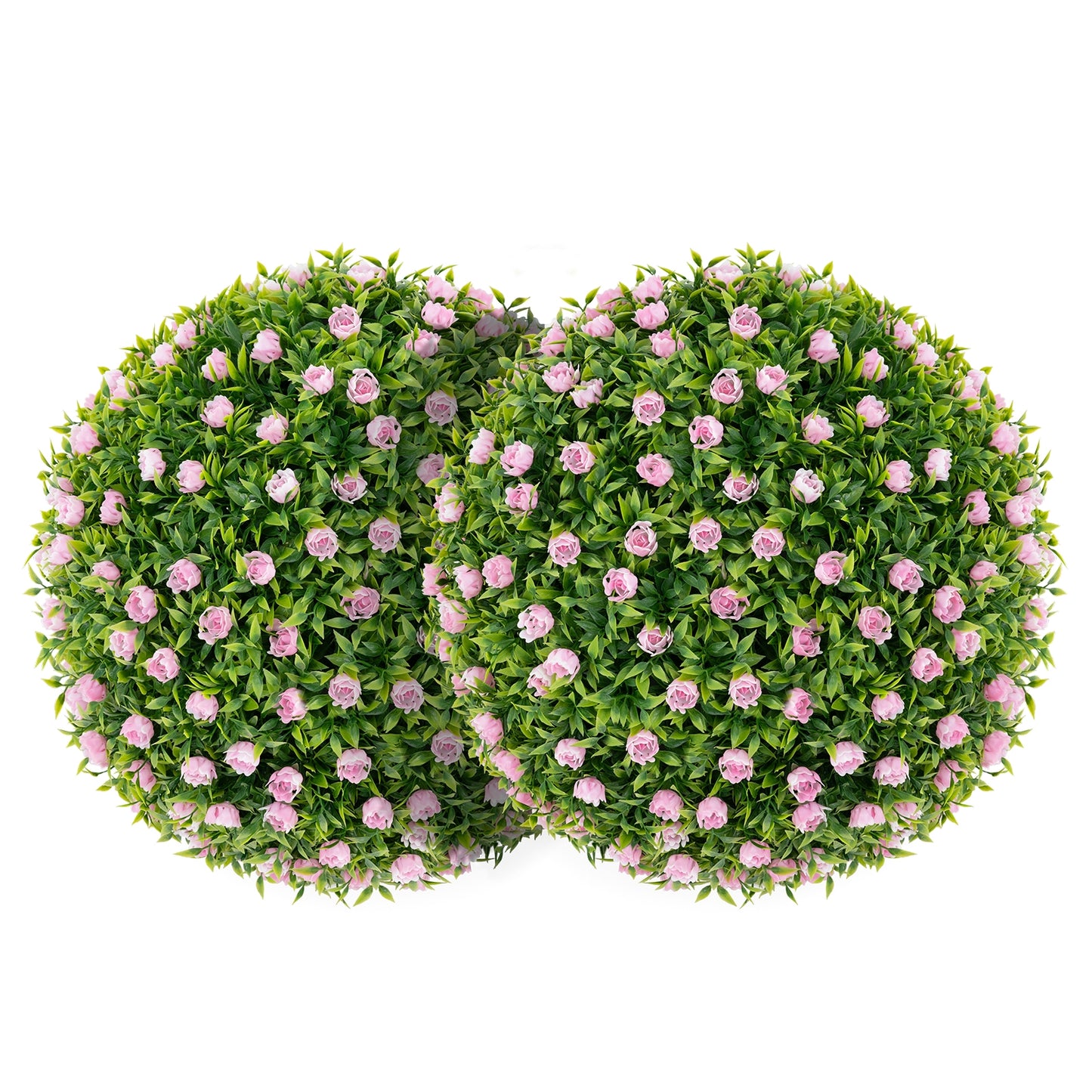 2 Pieces Artificial Plant Topiary Balls 17.5 Inch Faux Decorative Balls with Pink Flowers, Green Faux Plants Green at Gallery Canada