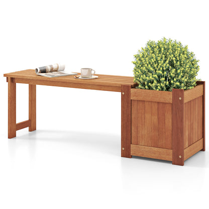 Teak Oil Finish Raised Garden Bed Wood Planter Box with Bench Potting Benches & Tables at Gallery Canada