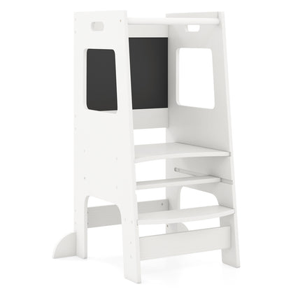 Toddler Kitchen Step Stool, Adjustable Height, White Toddler & Kids Furniture White at Gallery Canada