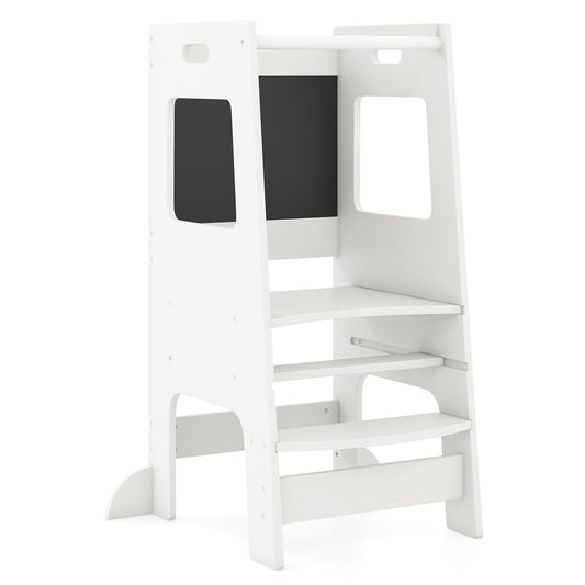 Toddler Kitchen Step Stool, Adjustable Height, White Toddler & Kids Furniture White at Gallery Canada